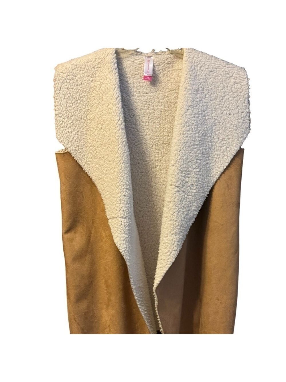 Faux Suede Sherpa Open Front Vest